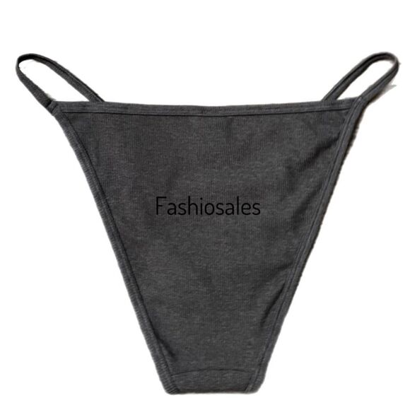 Victorias Secret Pink Soft Cotton Ribbed String Bikini panty Gray Bundle of 3 - Picture 3 of 10